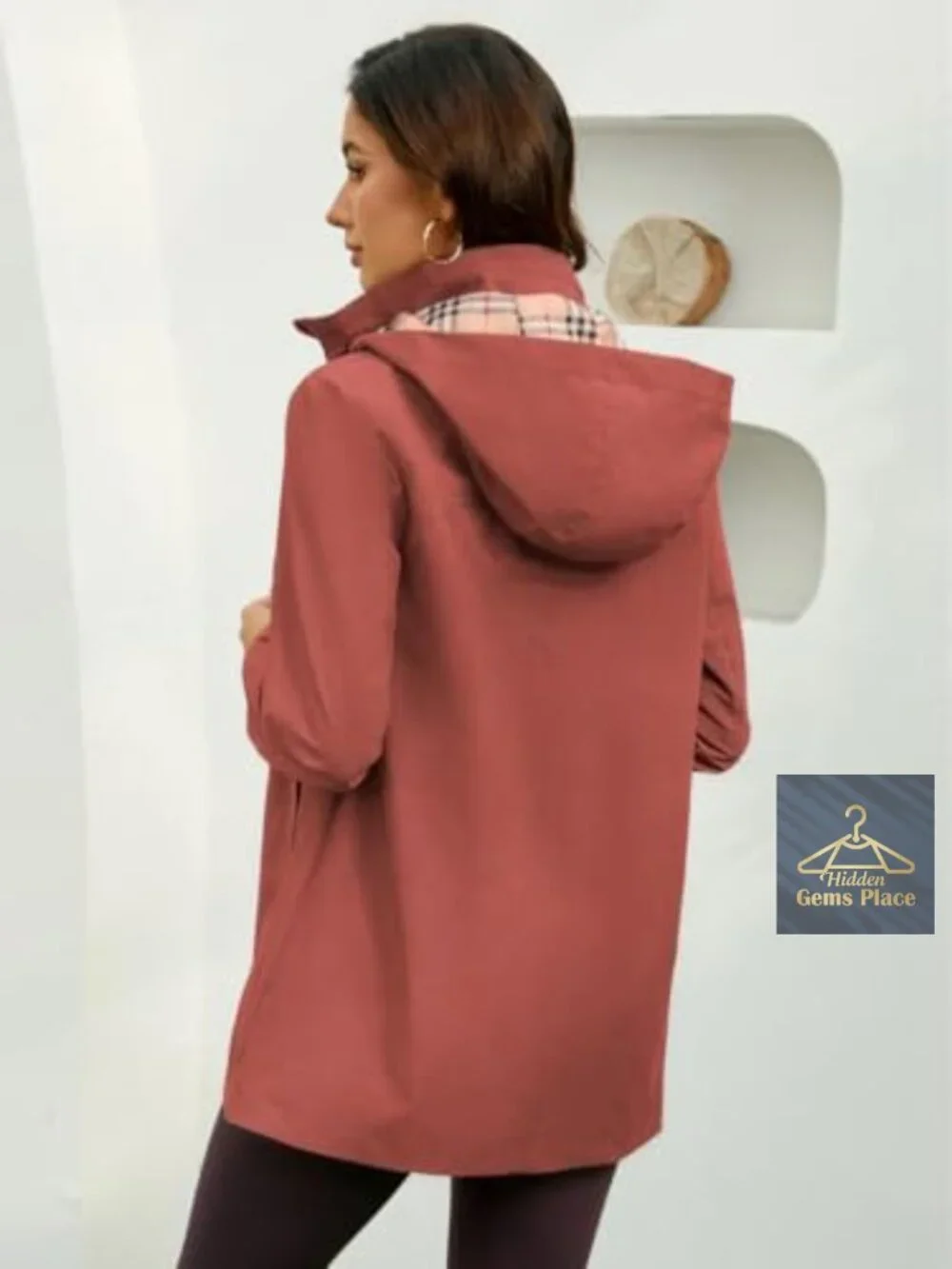 Long Hooded Rain Jacket Waterproof Windbreaker Lightweight Trench Coat
